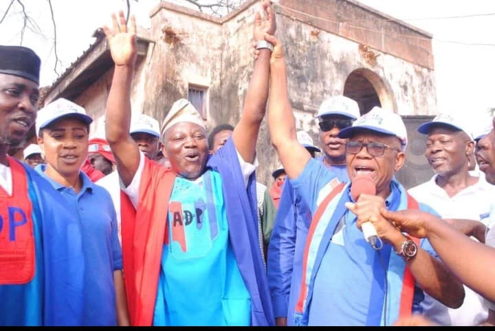 prince foluso mayokun adefemi being presented to the public as the adp 2019 ondo north senatorial district candidate,
